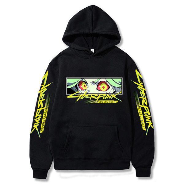 

men's pants cyberpunk edgerunners eyes hoodie long sleeve women men hooded sweatshirt harajuku streetwear casual style clothes 230329, Black