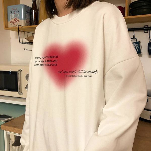 

women's hoodies sweatshirts winter plus velvet super sweetheart y2k hip hop women's sweater heart letter print hoodie casual garba, Black