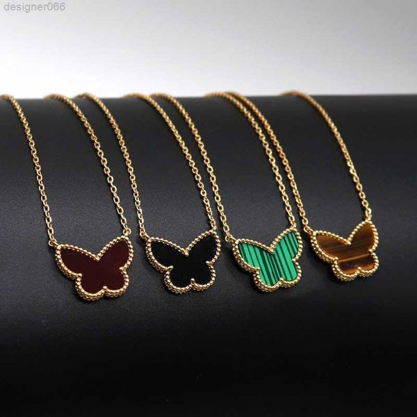 

2023 green white shell double side pendant necklaces for women 18k gold sweet butterfly luxury designer choker necklace jewelry, Silver