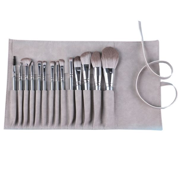 

wholesale 14pcs beginner makeup brushes silver color fashion soft fiber cosmetic face beauty brush foundation powder brush