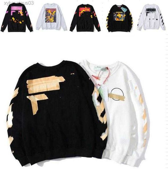

men's hoodies sweatshirts t-shirts offs white designer fashionoff flower fashion mens hoodie women hooded casual harajuku pullovera, Black