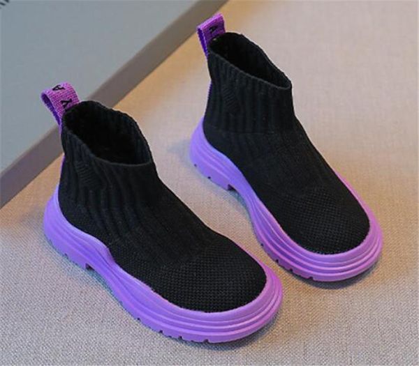 

children039s sports shoes fashion highboots breathable net elastic fabric kids boys girls casual sneakers toddler baby cha5430399, Black