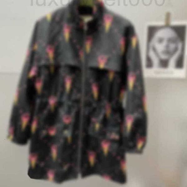 

women's trench coats designer spring/summer 23 new ice cream printed silk jacket coat ugm8, Tan;black