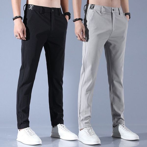 

men's pants malbon spring summer autumn the golf elasticity fashion casual breathable trousers 230310, Black