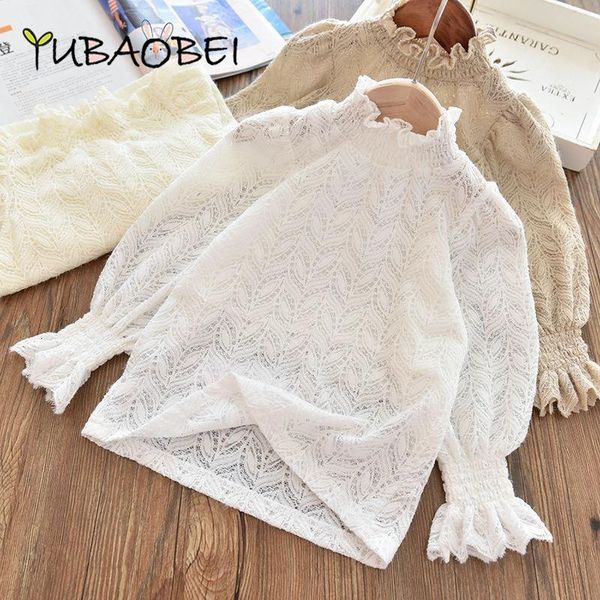 

kids shirts girls white long sleeve bottom tshirt spring childrens lace high neck shirt autumn childrens clothing 230329, White;black