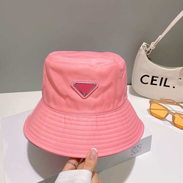 

new pink fisherman hat for women chinlon fabric cute leather cute solid hat decorative versatile, Blue;gray