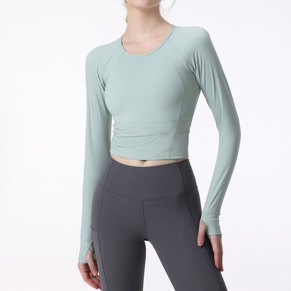 

ll women yoga long sleeve sports crop outfit moisture wicking high elastic fitness workout fashion tees ck710 ll71