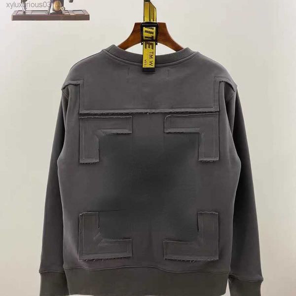 

puls size embroidery sweater mens sweatshirt ow designer hoodie men women long sleeve tshirt off fashion pullover sweaters hip hop oversize, Black