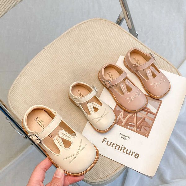 

athletic outdoor baby girl leather shoes kids casual flats cartoon rabbit ear kids toddlers shoes children princess sweet shoes 21-30 spring, Black