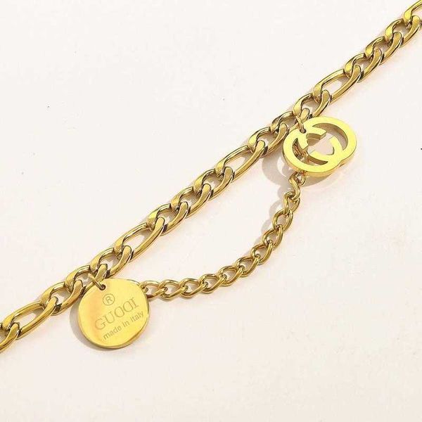 

other bracelets designer double chain with steel seal simple french elegant ios4, Golden;silver
