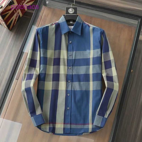 

and brand burbersys clothes spring autumn babu new large plaid long sleeve shirt men's classic pocket cotton fashion sbkz, White;black