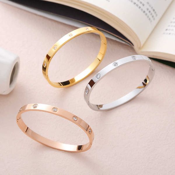 

designer bracelet love bangle jewelry network titanium steel women's bracelet vacuum plating 18k full diamond smooth snap, Black