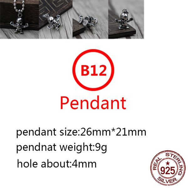 

b12 s925 sterling silver pendant personalized fashion skull letter net red punk hip hop style jewelry gift for lovers