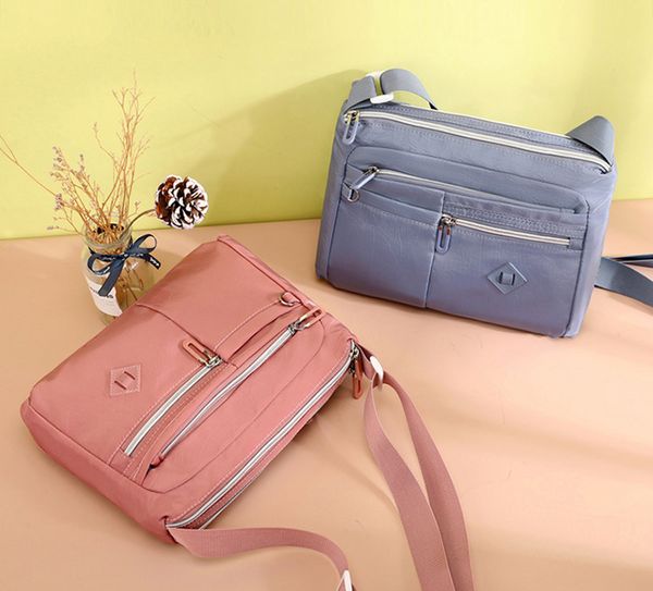 

dhl50pcs messenger bags women nylon plain multifunctional zipper pouch waterproof protable crossbody bag mix color