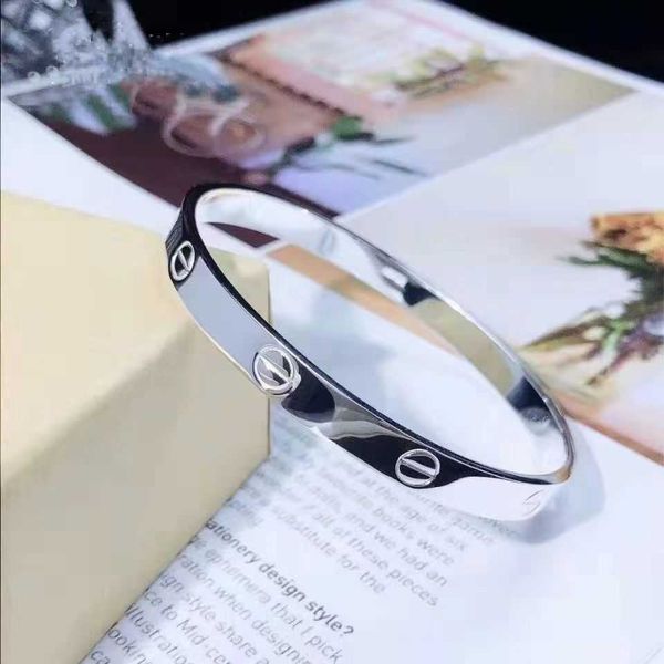 

designer jewelry carti love bangle silver bracelet female silver closed mouth single simple and versatile engraved for girlfriend al08, Black