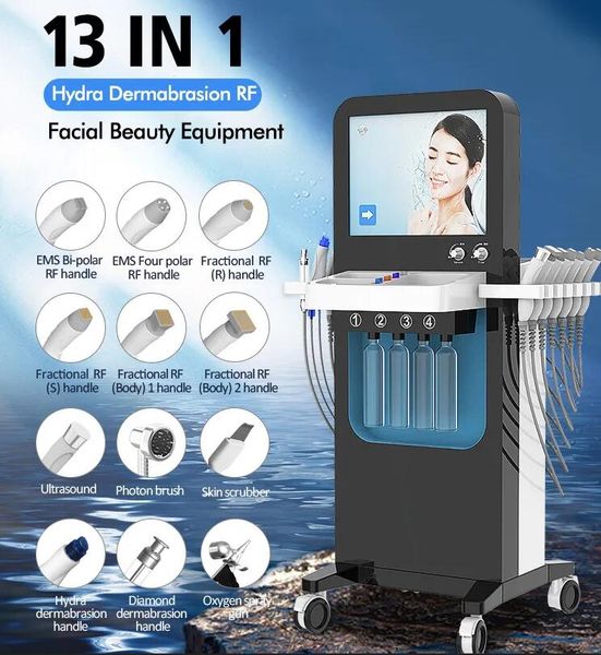 

pro 13 in 1 hydra dermabrasion microdermabrasion machine ems rf skin rejuvenation freckle removal oxygen jet peel facial beauty equipment sk