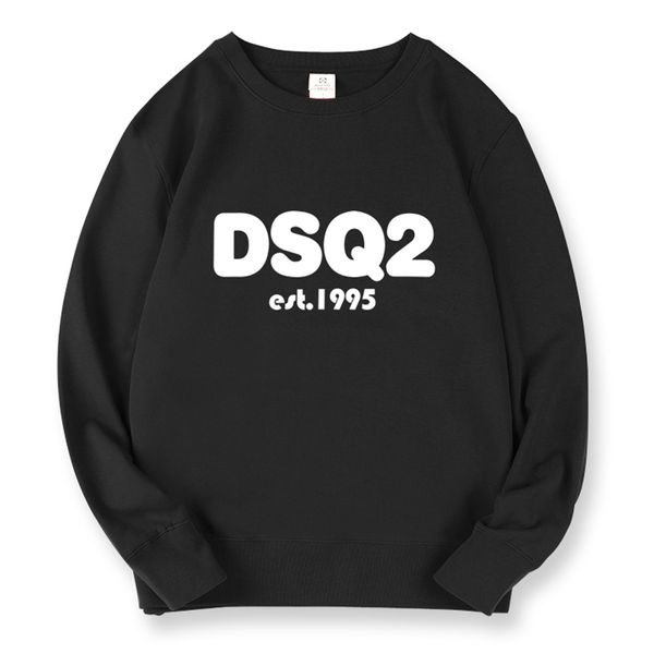 

dsq icond2 casual fashion trend pullover simple classic letter print couple sweatshirt dsq icon street fashion crew neck cotton sweatshirt w, Black