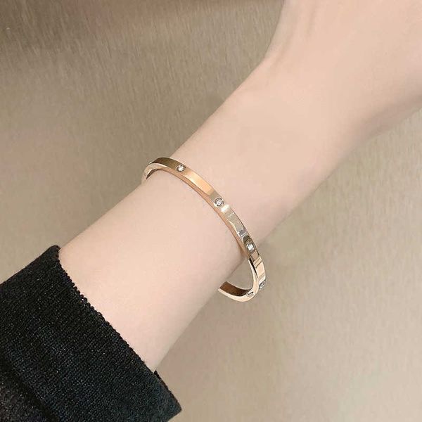 

designer bracelet love bangle jewelry bracelet female 18k rose gold color titanium steel red light luxury exquisite ins small non-fading gir, Black