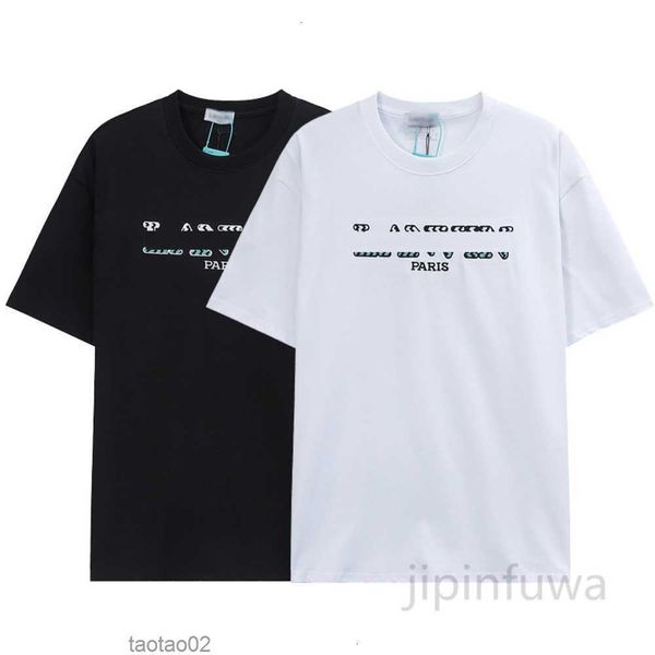 

2023 summer lanvins designer men's t-shirts short-sleeve tees casual women's pure cotton embroidery letter active sports t shirts, Black;brown
