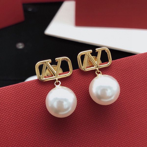 

woman charm earrings v earing designer stud pearl orecchini fashion luxury vlogo ewelry hoop women ohrringe 4524524, Golden