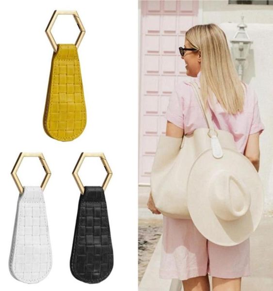 

keychains magnetic travel hat clips pu leather strap keeper for baggage scarf outdoor activities trip supplies8861312, Silver