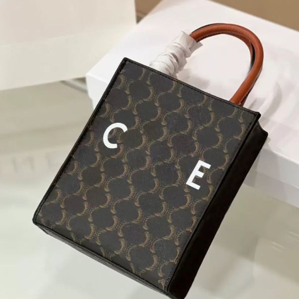 

mini canvas totes bag patchwork shop handbag split crossbody bags genuine leather thread letter triomphe printing detachable belt strap fash