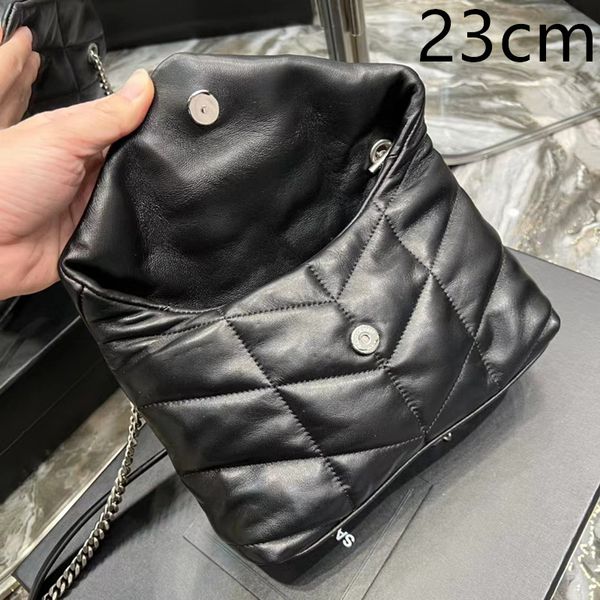 

2 size metal letters puffer bag Womens mens sheep Genuine leather Designer Evening loulou bag Luxury tote handbag cross body clutch fashion gold shoulder bags, Black black