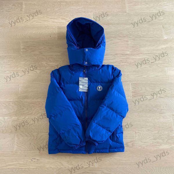 

men's down parkas winter new trapstar dark blue cotton coat thickened hat removable jacket coat versatile couple style t230329, Black