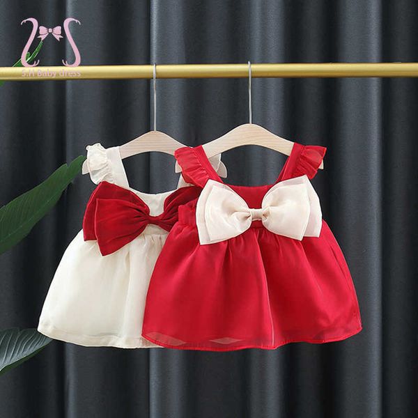 

girl's dresses solid color baby girls summer smooth cool children clothes sweet korean style kids bowknot party evening dresses 0 to 3, Red;yellow