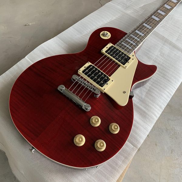 

rosewood fingerboard electric guitar, wine red flame maple tone-pro bridge solid mahogany body electric guitar, ing