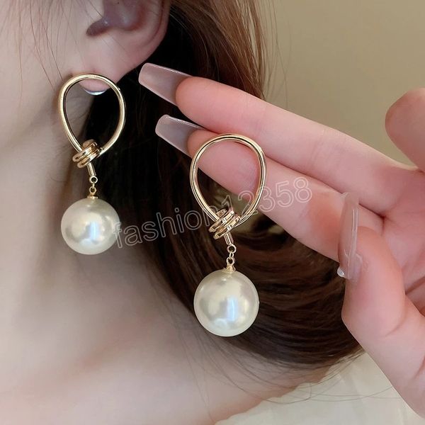 

pearl women earrings french vintage elegant temperament dangle earring fashion premium female gold plated jewelry party, Silver