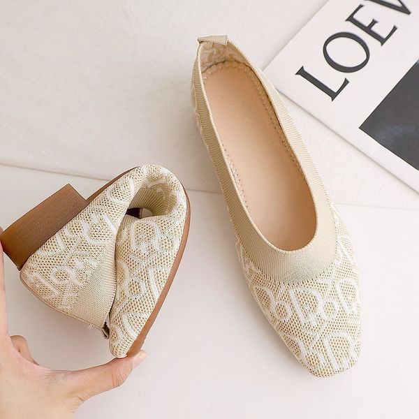 

dress shoes woven flat shoe 2023 spring shallow breathable knitted pregnant women comfortable 230328, Black