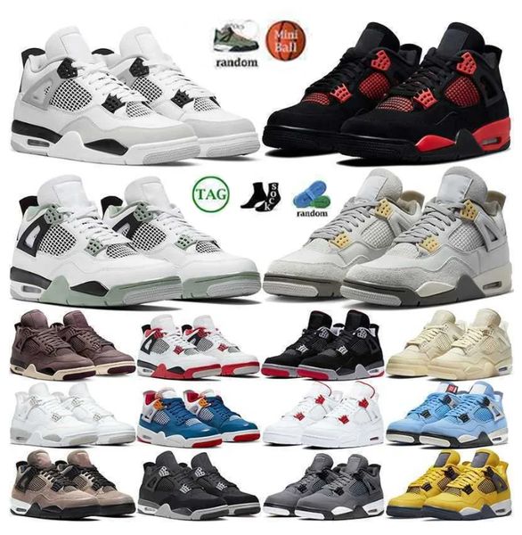 

4 for men women 4s seafoam military black cat sail red thunder white oreo cactus jack blue university infrared cool grey mens