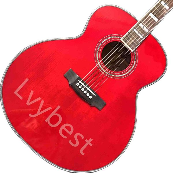 

lvyprofessional 43" solid spruce acoustic guitar jumbo vintage style natural guilds acoustic guitar with electronic eq