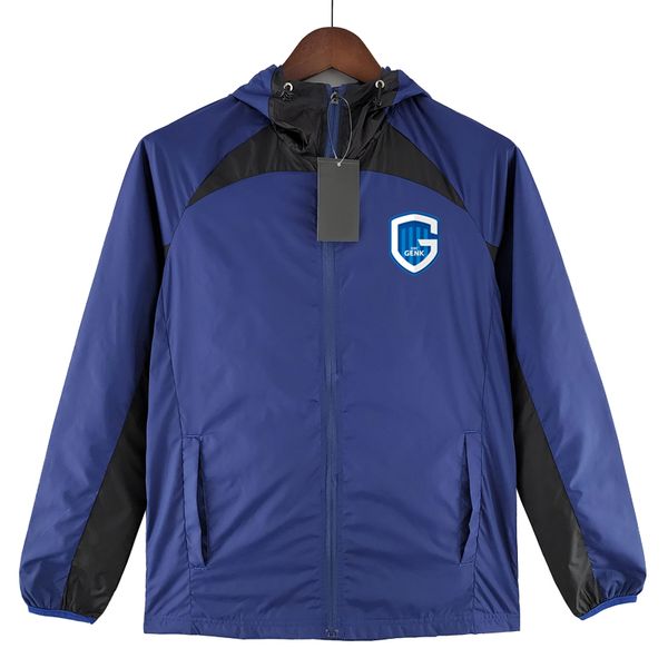 

2023 krc genk mens jackets full zipper hooded soccer windbreaker hoodie windproof football jacket winter sports windbreakers coats size s-2x, Black;brown