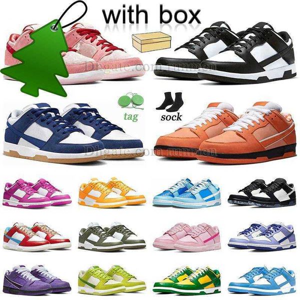

panda low dunks with box casual shoes designer mens women chunky dunky la dodgers purple orange lobster light blue green triple pink strange