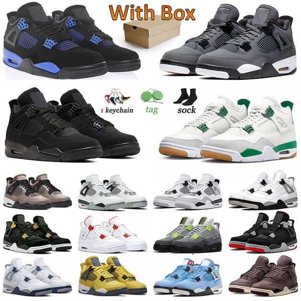 

jumpman 4 4s pine green basketball shoes classic j4 sneakers black cat cool grey blue thunder white cement military black taupe haze seafoam