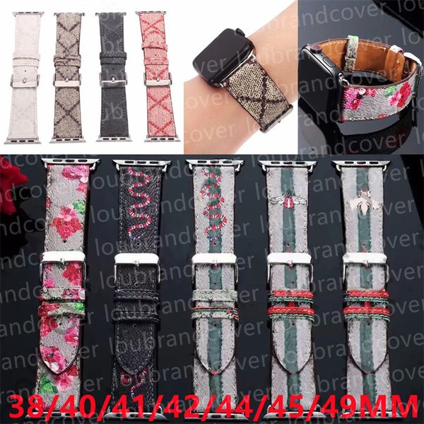 

Designer Watch Band Smart Straps for apple watch band 49mm 38mm 44mm 45mm iwatch series 8 9 4 5 6 7 Strap Leather Bracelet Colorful wer Bee Snake G Print ap