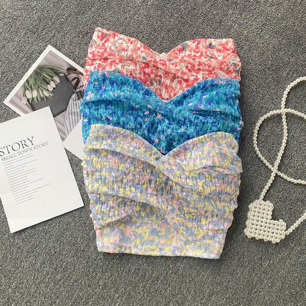 

tanks crop women 2022 summer new v neck sleeveless floral print navel slim tanks club fashion outwear wild tank top, Black;white