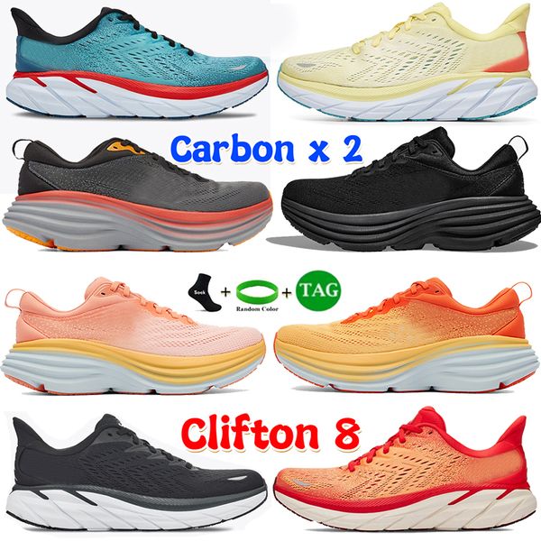 

carbon x 2 running shoes clifton 8 men women sneakers dark shadow fiesta luminary green coral real teal aquarelle fiesta blazing orange blac