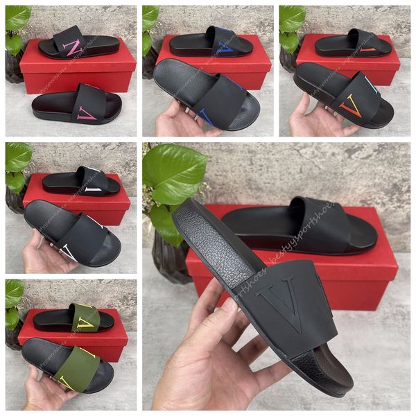 

2023 men women slippers slipper slide summer fashion wide flat sandals indoor flip flop size 36-46, Black