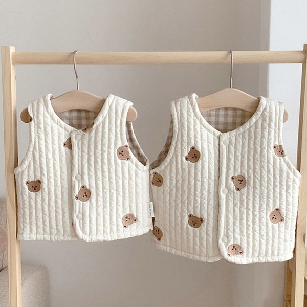 

waistcoat baby inner vest winter cotton padded thick embroidery korean bear baby boys girls waistcoat coat clothes for born infant 0-2y 2303, Camo