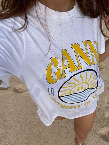 

womens tshirt graphic letter print tshirt summer woman round neck short sleeve loose cotton tees casual vintage lady tee shirts 2023 230329, White