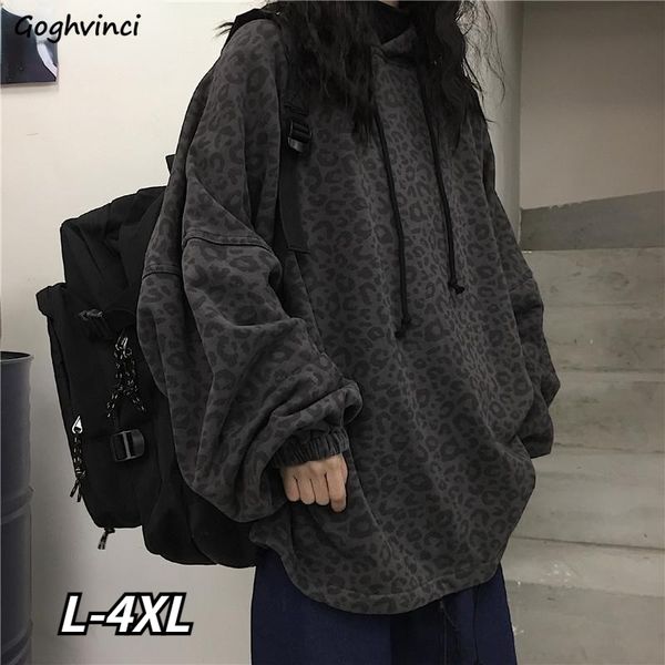 

womens tshirt hoodies wanita leopard imbang string ins lazy bf longgar pakaian santai populer chic semua cocok dasar streetwear keren baru 2, White