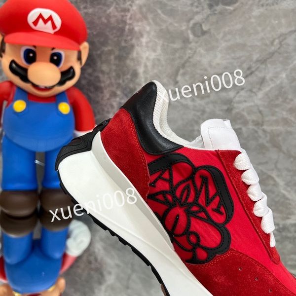 

2023mens casual shoes calfskin banded sneaker white black blue grey designer sneaker luxury trainers low fashion mens women sneakers, Red;white