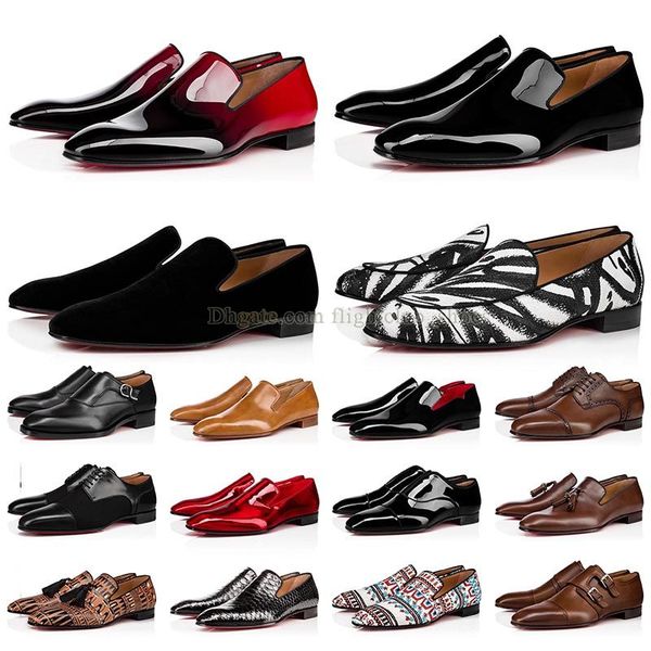 

luxury mens dress shoes red bottom sneakers suede patent loafers leather rivets slip on men business party sneaker wedding bottoms platform