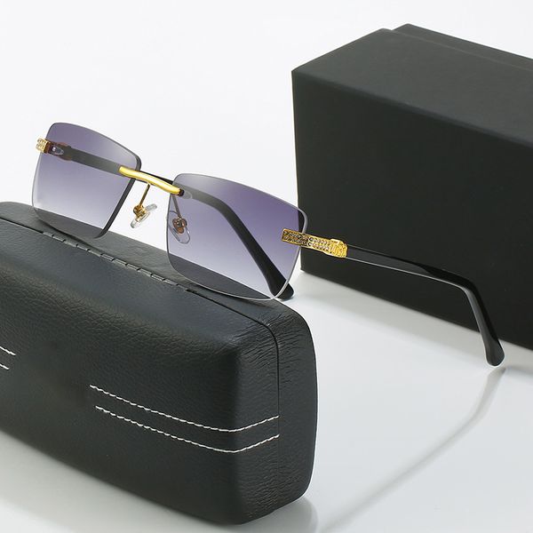 

new arrival diamond-studded eyewear frameless designer sunglasses for men and women uv400 trendy square plate material legs optical frame, White;black