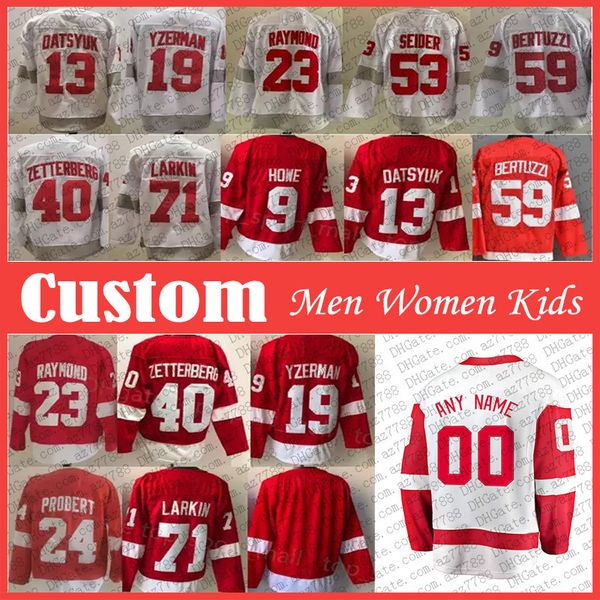 

71 dylan larkin 53 moritz seider hockey jersey custom ville husso lucas raymond david perron michael rasmussen filip zadina andrew copp olli, Black;red