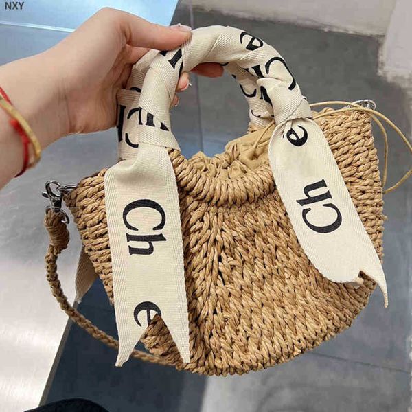 

shoulder bag woven bucket bag women designer handbags weaving handbag fashion crossbody bags seaside beach bag shoppers tote bags purse 2206