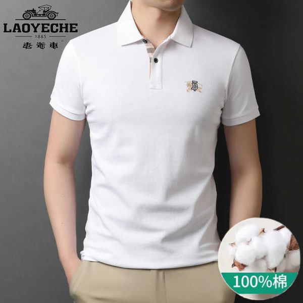 

plus szie mens polo shirt tb warhorse embroidery short sleeve tshirt burb designer tshirt lapel sweatshirt cotton casual business t-shirt 4x, White;black